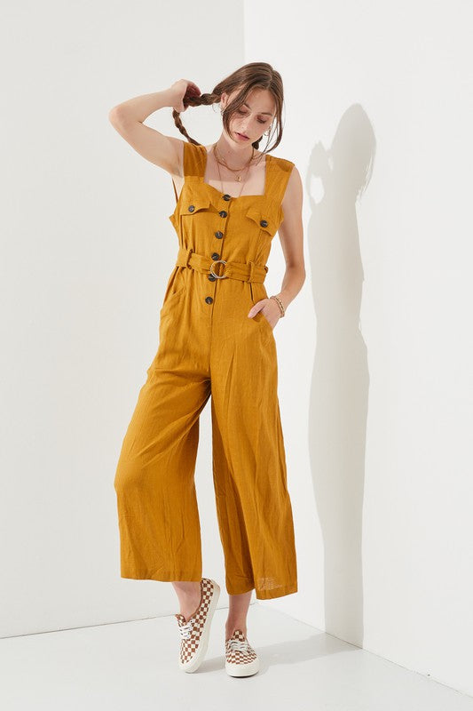 JADE by JANE Casual Sleeveless Square Neckline Ankle Jumpsuit