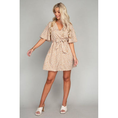 NUVI APPAREL Allover Print Belted Dress