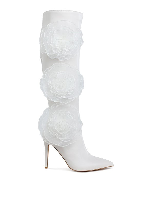 RAG & Co. Chinkara Sheer Big Rose Detail Long Boots