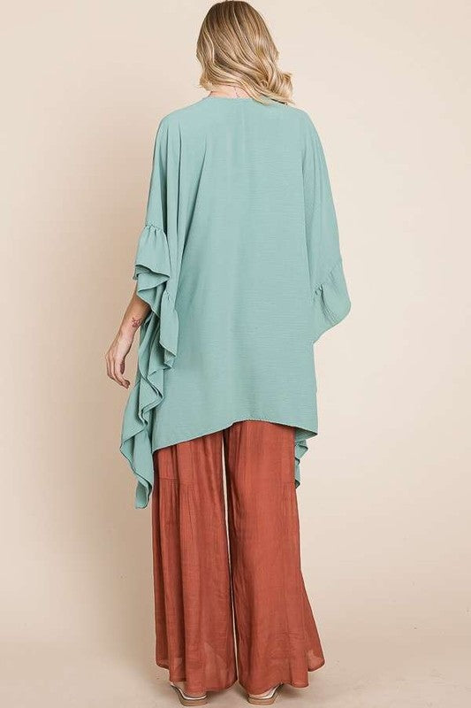 JADE by JANE Wide sleeves ruffle kimono KRT1650-1