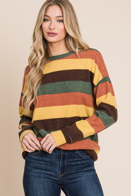 BOMBOM Fall Multi-Color StripedTop