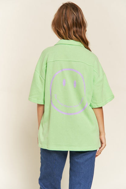 JADE JANE Plus-size Smiley Face Back Drawn Top