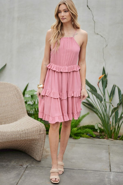 DAVI & DANI Casual Ruffle Sleeveless Mini Summer Dress