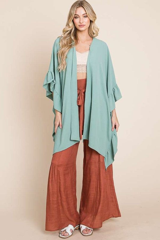 JADE by JANE Wide sleeves ruffle kimono KRT1650-1