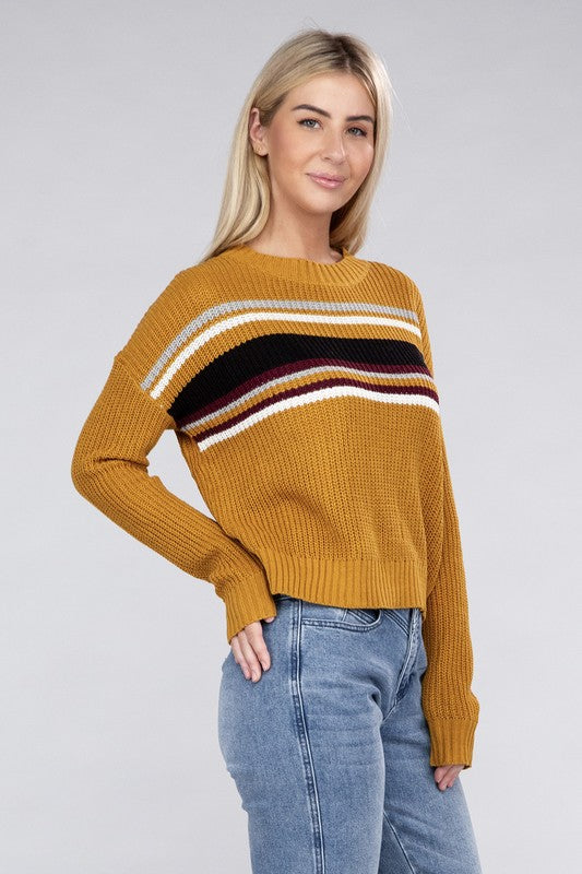 AMBIANCE APPAREL Striped Pullover Knit Sweater