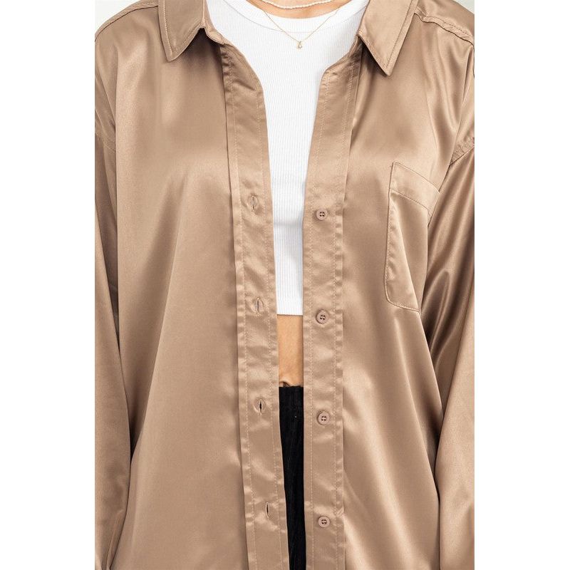 HYFVE Charmed Oversized Buttoned Down Satin Shirt