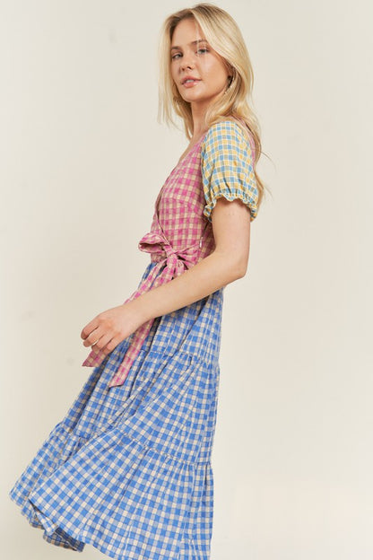 JADE by JANE Color Block Gingham Dress