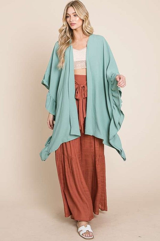 JADE by JANE Wide sleeves ruffle kimono KRT1650-1