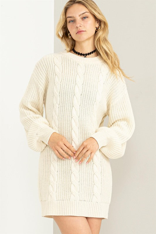 HYFVE Cable-Knit Ribbed Mini Sweater Dress