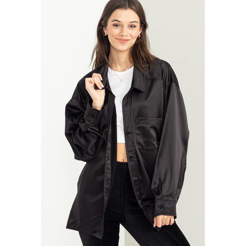 HYFVE Charmed Oversized Buttoned Down Satin Shirt