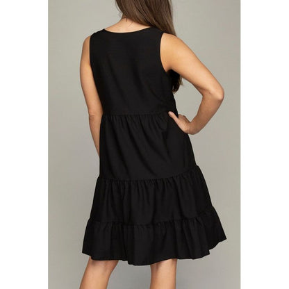 NUVI APPAREL Sleeveless Tiered Dress