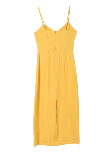 LILOU Casual Summer Tank Strap Dress with Back Split