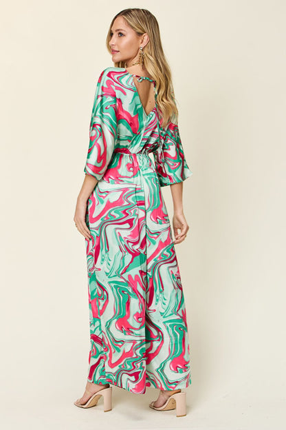 DOUBLE TAKE Full Size Half Sleeve Wide Leg Jumpsuit