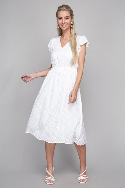 NUVI APPAREL V neck embroidered eyelet dress