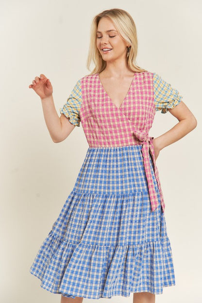 JADE by JANE Color Block Gingham Dress