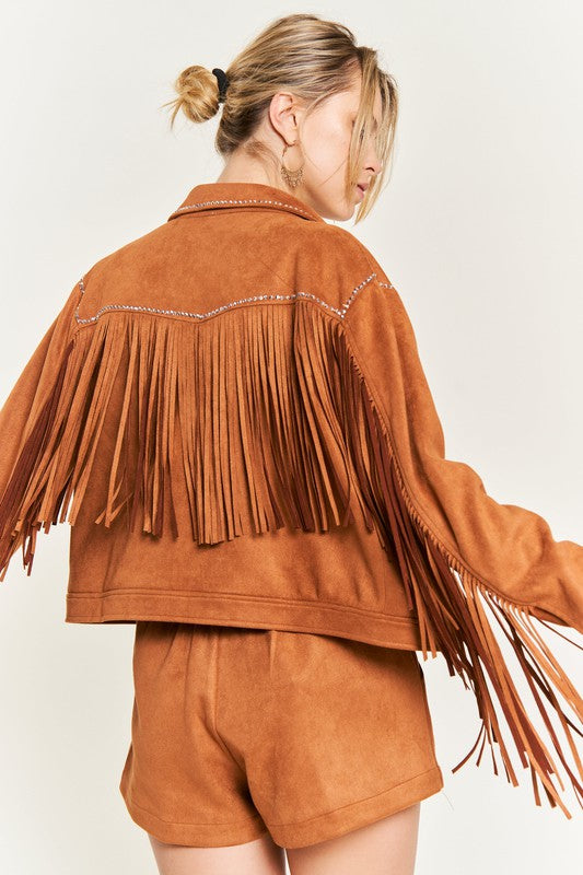 JADE & JANE Suede Studded Fringe Plus-size Jacket PLUS JJO5009P