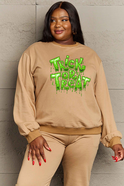 SIMPLY LOVE Full Size "TRICK OR TREAT" Graphic Sweatshirt