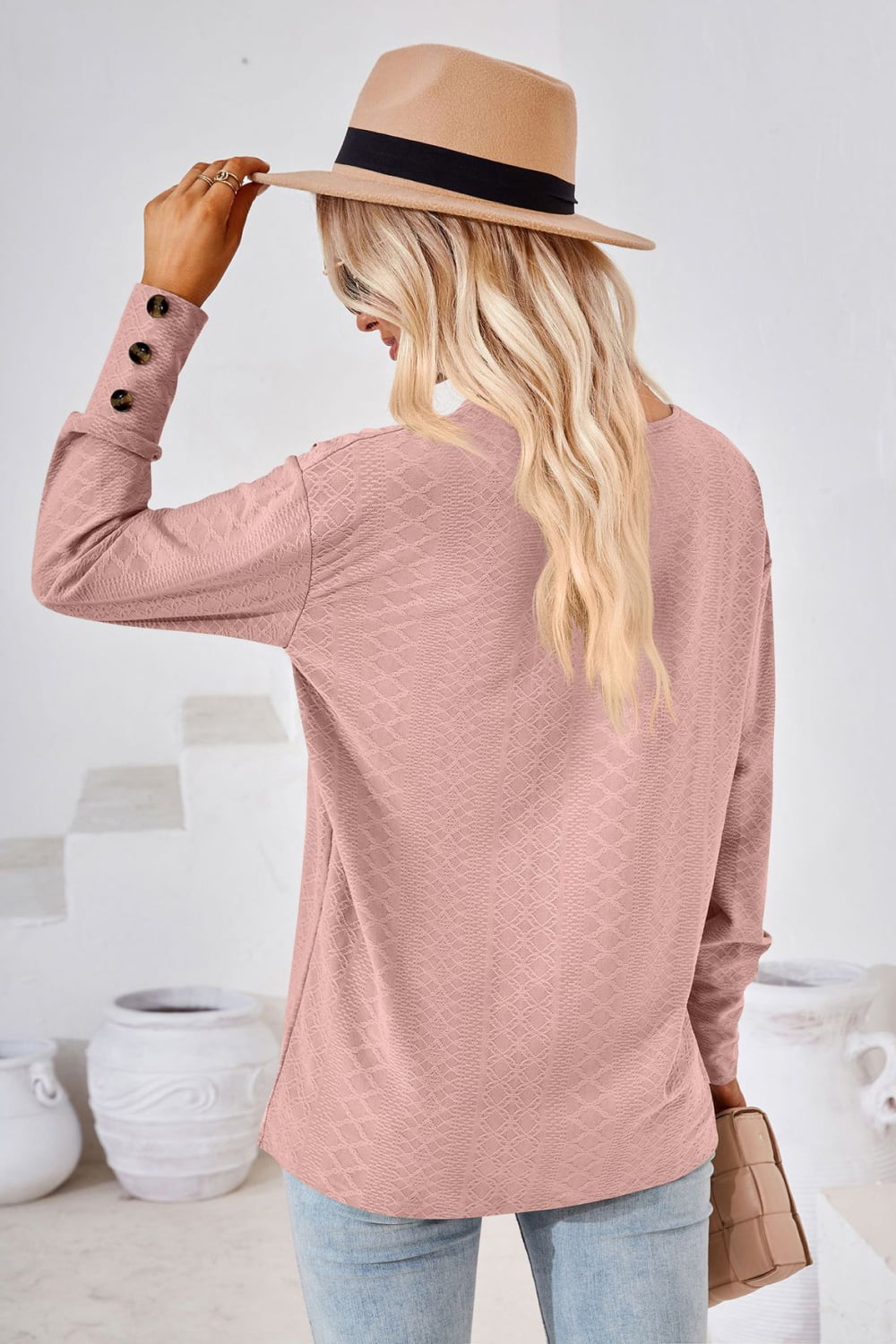 V-Neck Long Sleeve Blouse