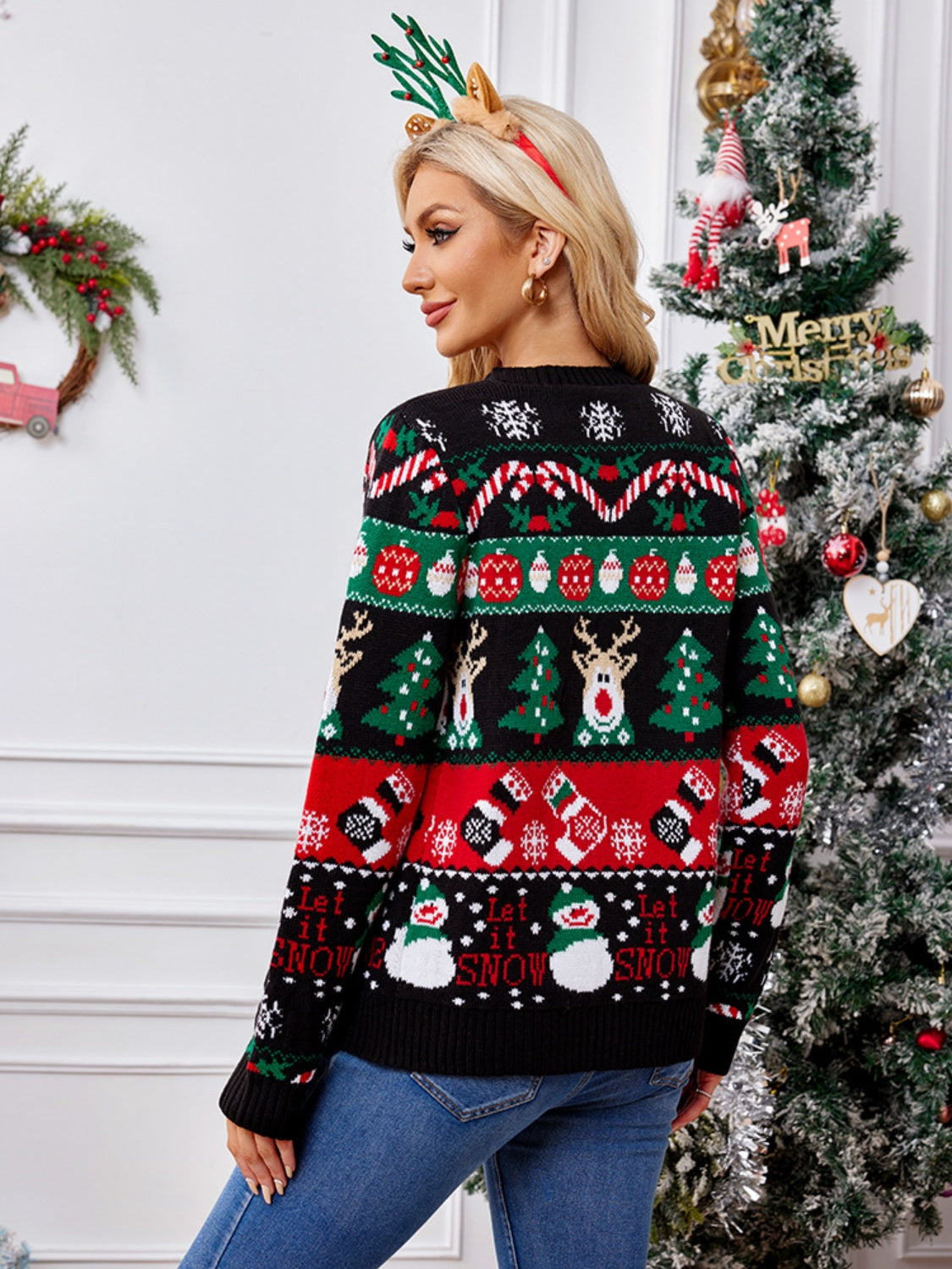 Reindeer Button Up Long Sleeve Christmas Cardigan