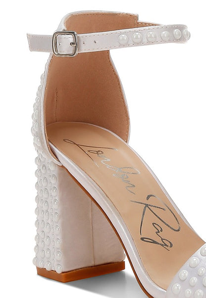 RAG & Co. Klebba Pearls Embellished Satin Sandals