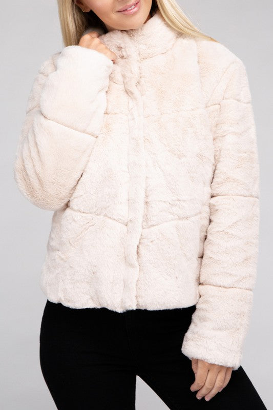 AMBIANCE APPAREL Fluffy Zip-Up Sweater Coat