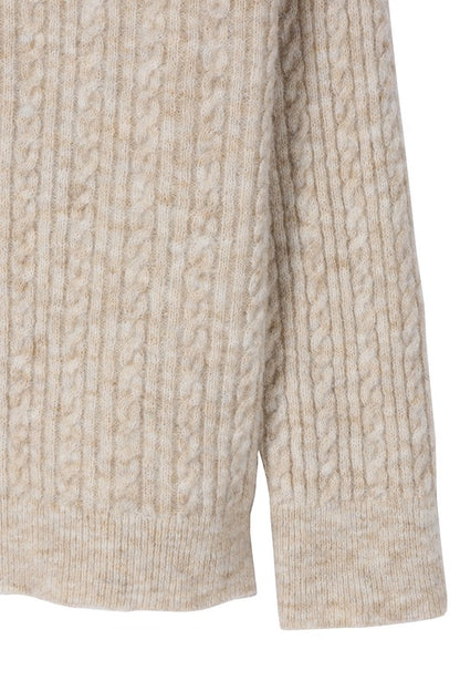 LILOU Beige Oversize cable Sweater