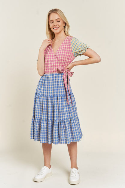 JADE by JANE Plus-size Color block Gingham Dress