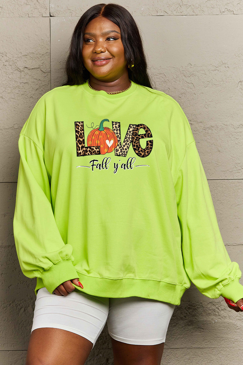 SIMPLY LOVE Full Size "LOVE FALL Y'ALL" Autumn Graphic Sweatshirt