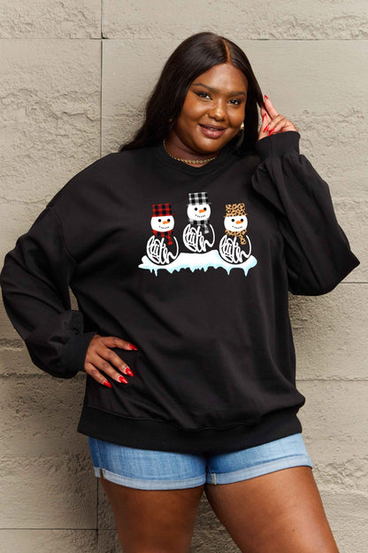 SIMPLY LOVE Full Size Snowmen Graphic Christmas Sweatshirt