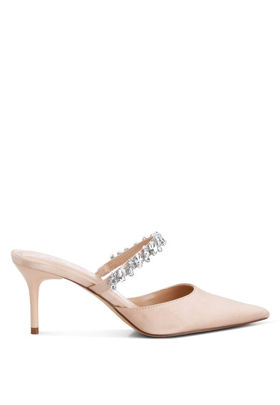 RAG & Co. Sena Formal Pointed Diamante Stiletto Mules Sandals