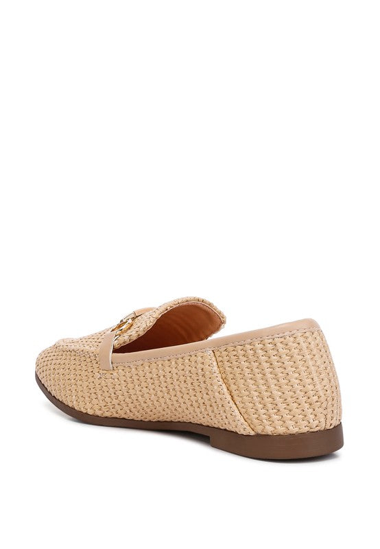 RAG & Co. Asher Horse-bit Embellished Raffia Loafers