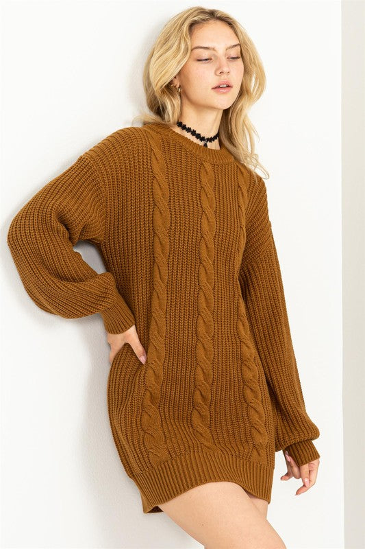 HYFVE Cable-Knit Ribbed Mini Sweater Dress