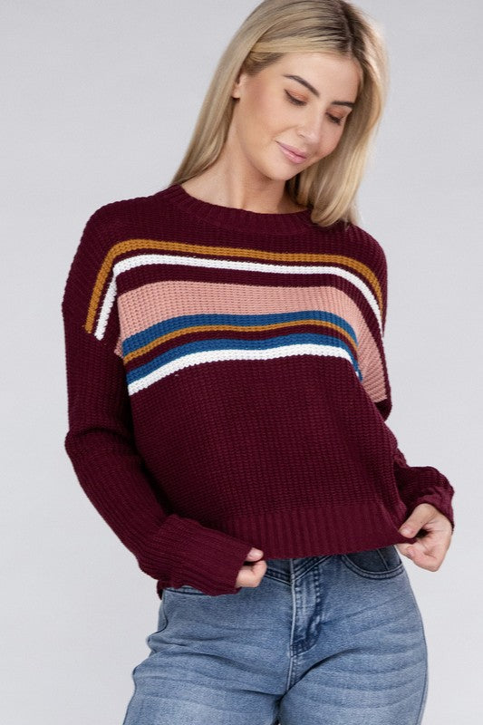 AMBIANCE APPAREL Striped Pullover Knit Sweater