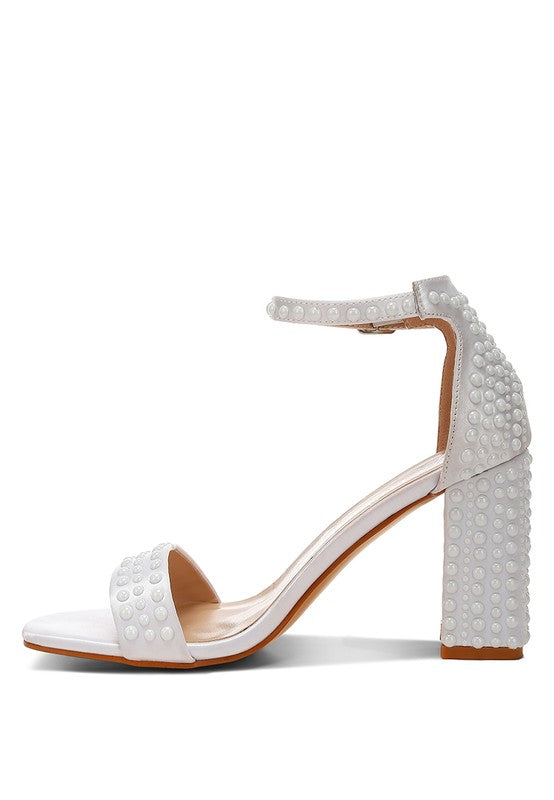 RAG & Co. Klebba Pearls Embellished Satin Sandals