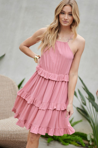 DAVI & DANI Casual Ruffle Sleeveless Mini Summer Dress