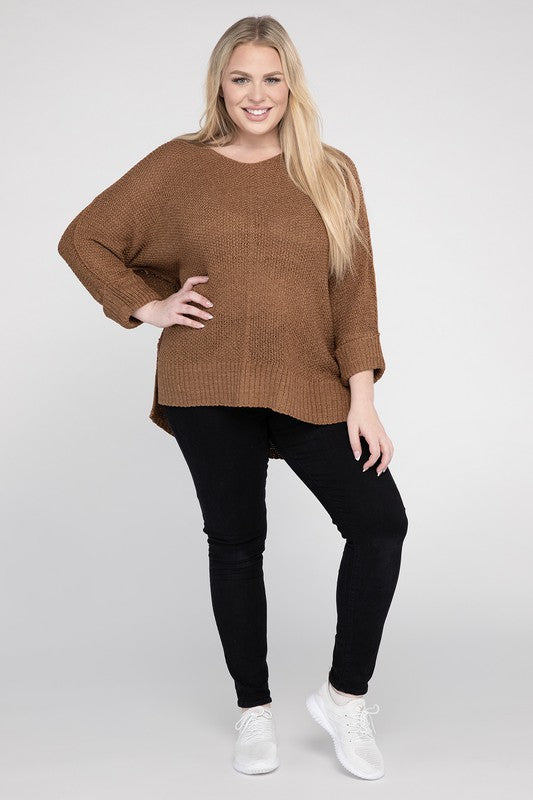 EESOME Plus Size Crew Neck Knit Sweater