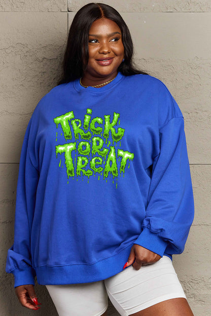 SIMPLY LOVE Full Size "TRICK OR TREAT" Graphic Sweatshirt