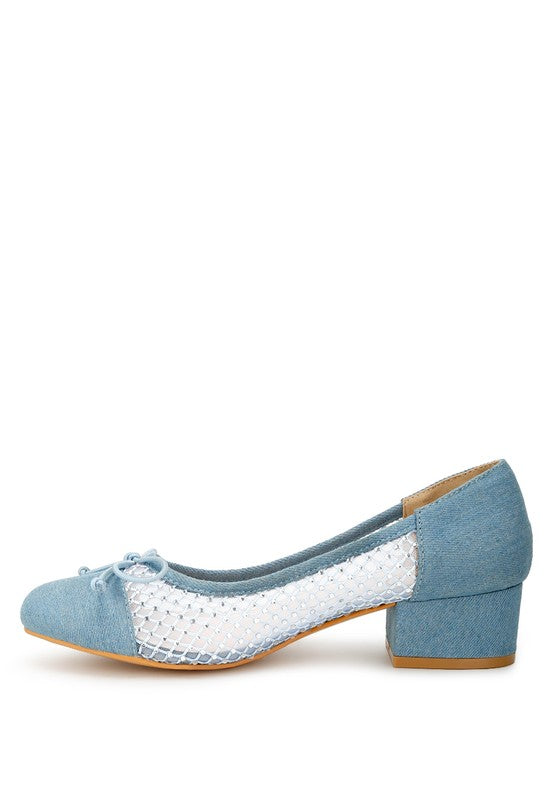 RAG & Co. Tudum Rhinestone Detail Low-Heels Denim Ballerina Pumps