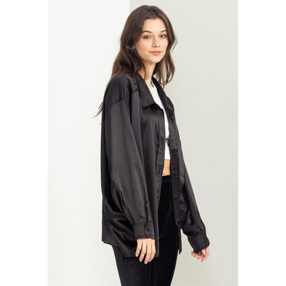 HYFVE Charmed Oversized Buttoned Down Satin Shirt