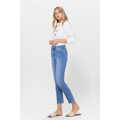 High Rise Stretch Crop Slim Straight