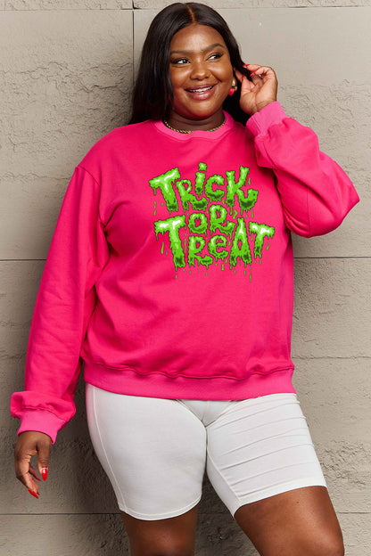 SIMPLY LOVE Full Size "TRICK OR TREAT" Graphic Sweatshirt