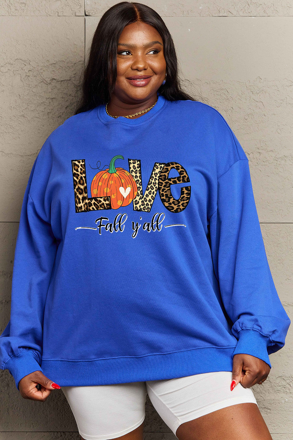 SIMPLY LOVE Full Size "LOVE FALL Y'ALL" Autumn Graphic Sweatshirt