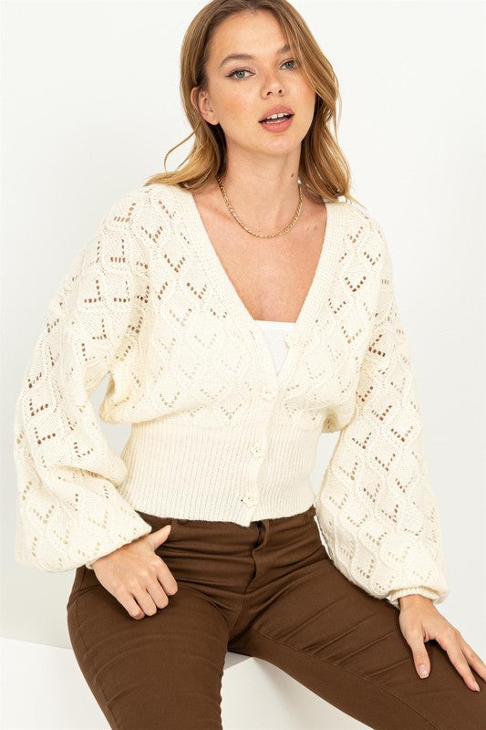 HYFVE Days Together Pointelle Sweater Cardigan