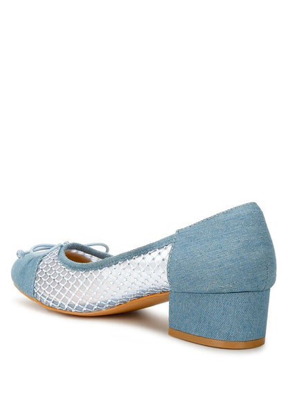 RAG & Co. Tudum Rhinestone Detail Low-Heels Denim Ballerina Pumps