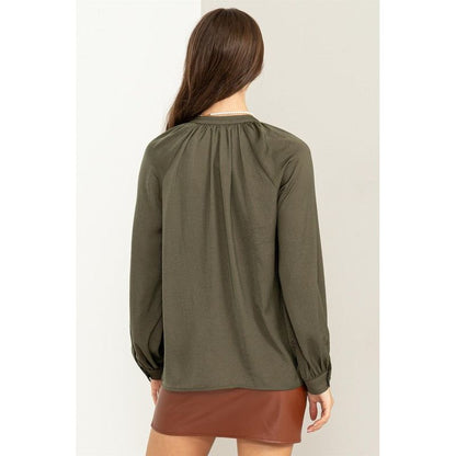 HYFVE " Try to Keep up" Long Sleeve Ruffled Blouse