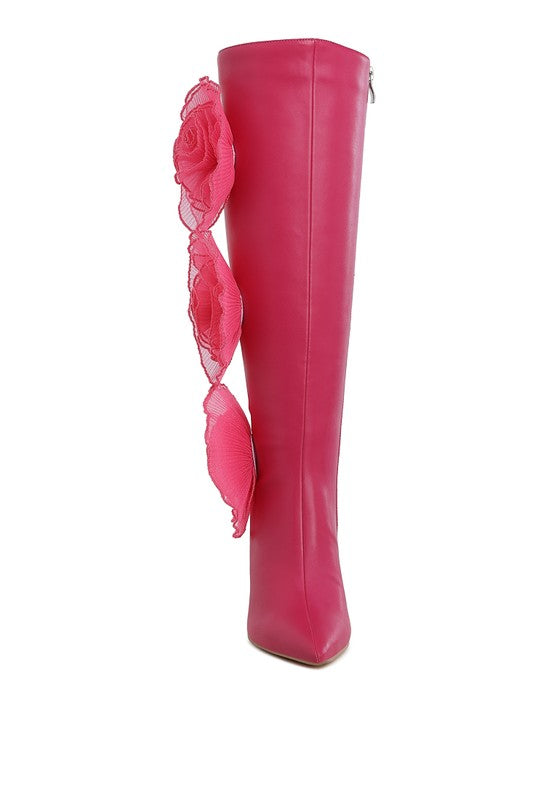 RAG & Co. Chinkara Sheer Big Rose Detail Long Boots