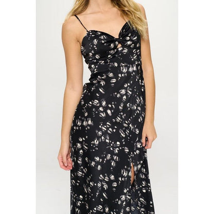 ONE & ONLY COLLECTIVE Printed Satin Tank High Split Dress