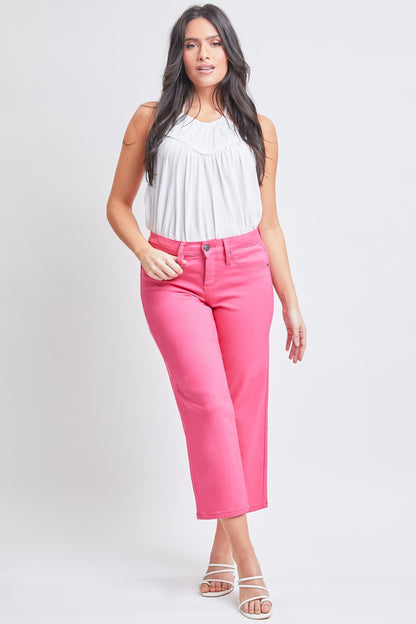 YMI JEANSWEAR Full Size Mid-Rise Hyper-stretch Cropped Straight Pants