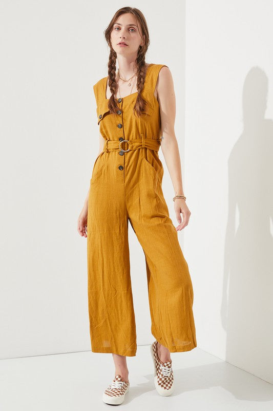 JADE by JANE Casual Sleeveless Square Neckline Ankle Jumpsuit