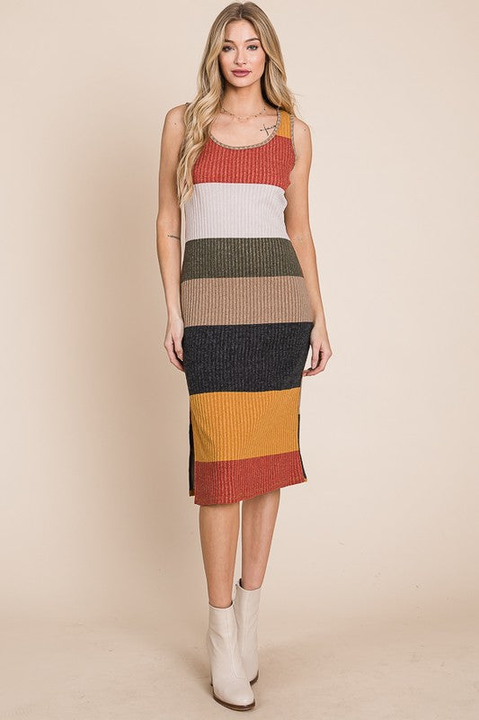 JADE by JANE Knit Color Block Pencil Tank Casual Dress